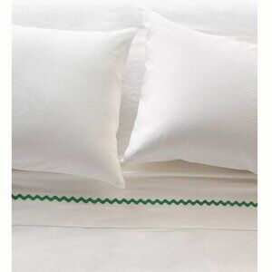 Maeve by Anthropologie Scallop Organic Sateen Sheet Set in Green NWT -Green Trim